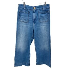 Maeve The Colette Wide Leg‎ Cropped Jeans Women Size 32 Blue Denim High Rise
